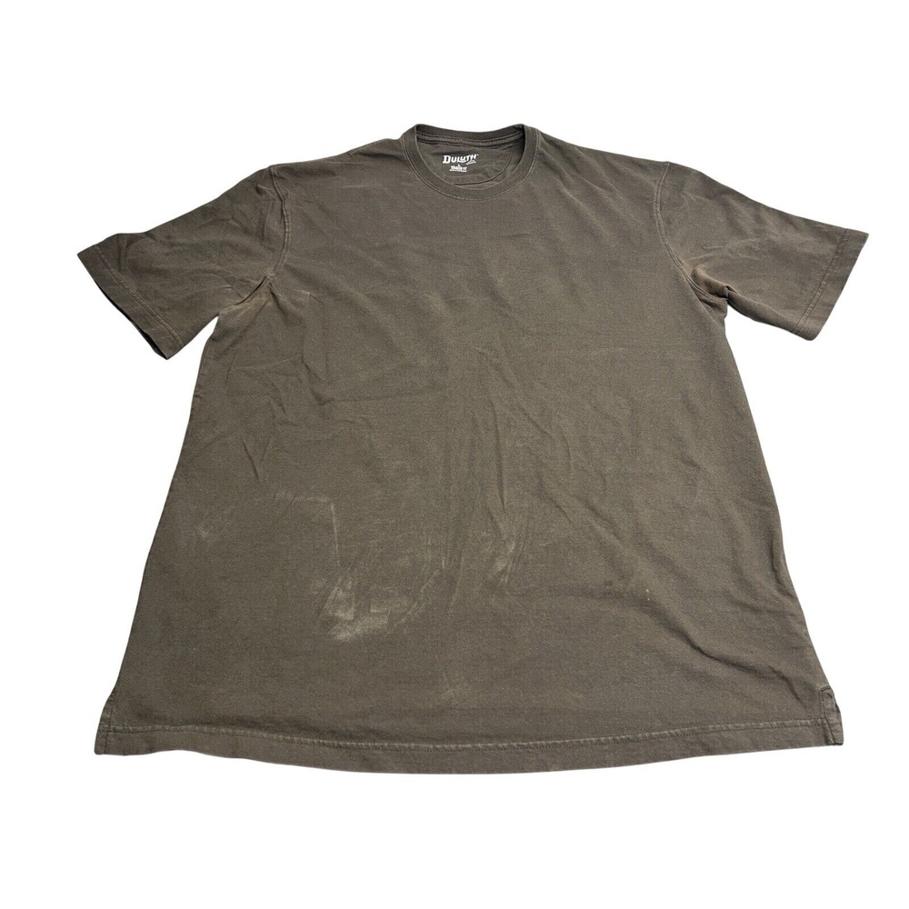 Duluth Trading T-Shirt Brown Relaxed Fit Long Tail Size L Short Sleeve